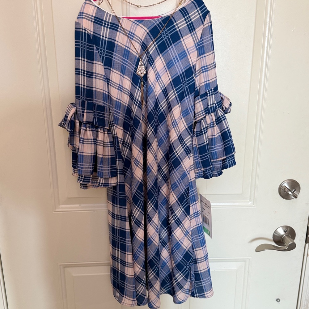 Rare Editions Blue and Pink Checkered Dress